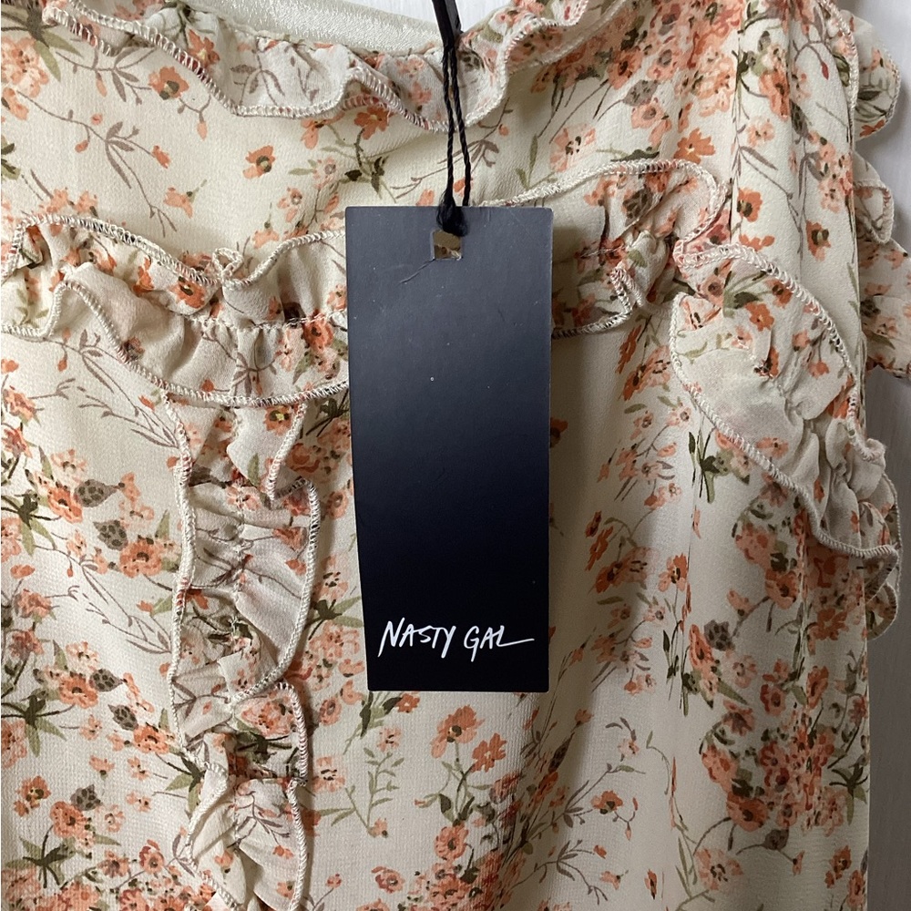 NWT Nasty Gal Flowy Dress Floral Print Sz 2 - Picture 4 of 5